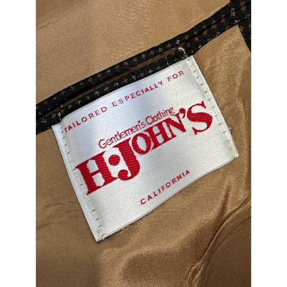 Men's H. John's tweed Overcoat Suit jacket44L/ cuffed pants W36x30L black Brown - Picture 8 of 13